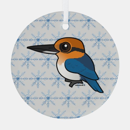 Birdorable Guam Kingfisher Ornament Aus Glas (Rückseite)