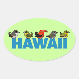 Birdorable Hawaii Ovaler Aufkleber