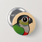 Birdorable Hochrot-blähte Parakeet auf Button (Vorne & Hinten)