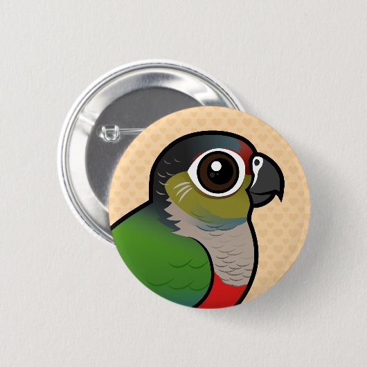 Birdorable Hochrot-blähte Parakeet auf Button (Vorne & Hinten)