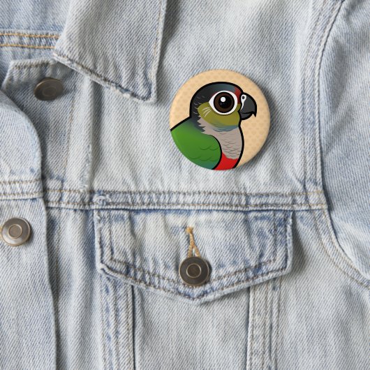 Birdorable Hochrot-blähte Parakeet auf Button (Beispiel)