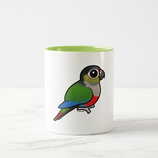 Birdorable Hochrot-blähte Parakeet auf Zweifarbige Tasse (Mittel)