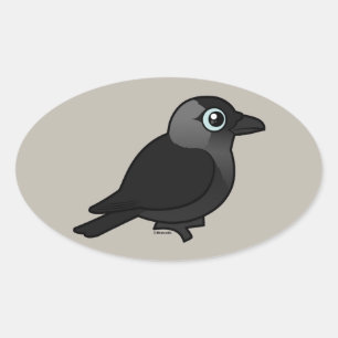 Birdorable Jackdaw Ovaler Aufkleber