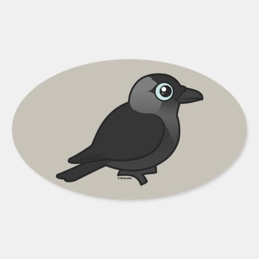 Birdorable Jackdaw Ovaler Aufkleber (Vorderseite)