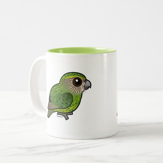 Birdorable Kakapo Zweifarbige Tasse (Vorderseite Links)