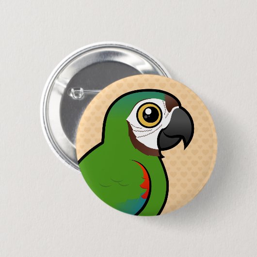 Birdorable Kastanie-konfrontierte Macaw Button (Vorne & Hinten)