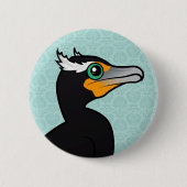 Birdorable Kormoran Doppelt-mit Haube Button (Vorderseite)