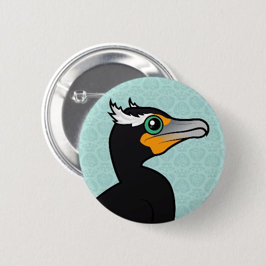 Birdorable Kormoran Doppelt-mit Haube Button (Vorne & Hinten)