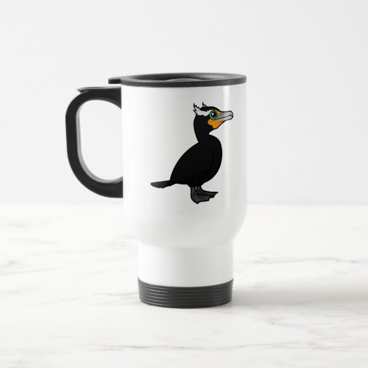 Birdorable Kormoran Doppelt-mit Haube Reisebecher (Links)