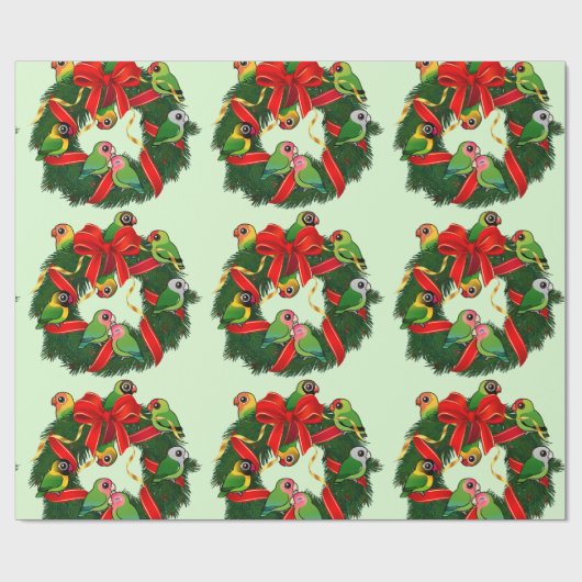 Birdorable Lovebirds Weihnachtskranz Geschenkpapier (Flach)
