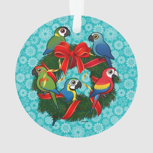 Birdorable Macaws-WeihnachtsKranz Ornament (Rückseite)