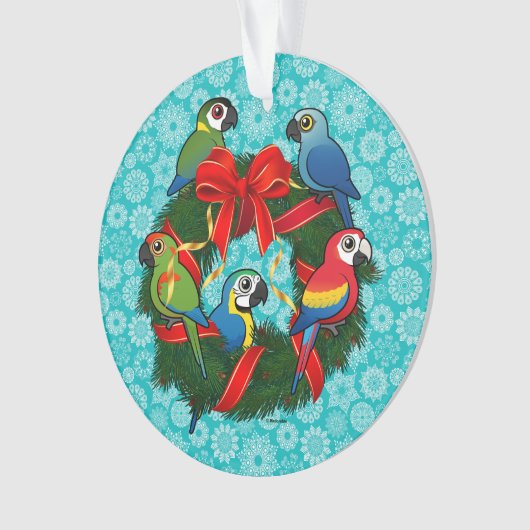 Birdorable Macaws-WeihnachtsKranz Ornament (Vorderseite)