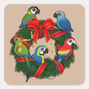 Birdorable Macaws Weihnachtskrieg Quadratischer Aufkleber
