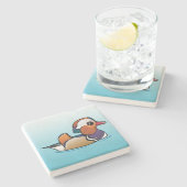 Birdorable Mandarinen-Ente Steinuntersetzer (Seitenansicht)