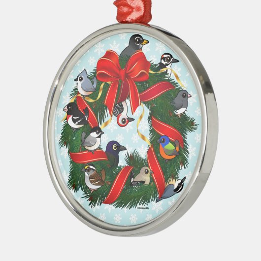 Birdorable NA Backyard Birds Weihnachtsschaden Silbernes Ornament (Links)
