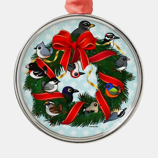 Birdorable NA Backyard Birds Weihnachtsschaden Silbernes Ornament (Vorne)