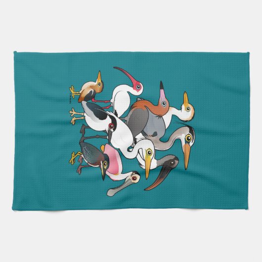 Birdorable Nordamerikaner Stelzvögel Geschirrtuch (Horizontal)