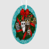Birdorable Owls Weihnachtskranz Ornament (Vorderseite)