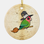 Birdorable Peach-faced Lovebird Halloween Witch Keramik Ornament (Vorne)