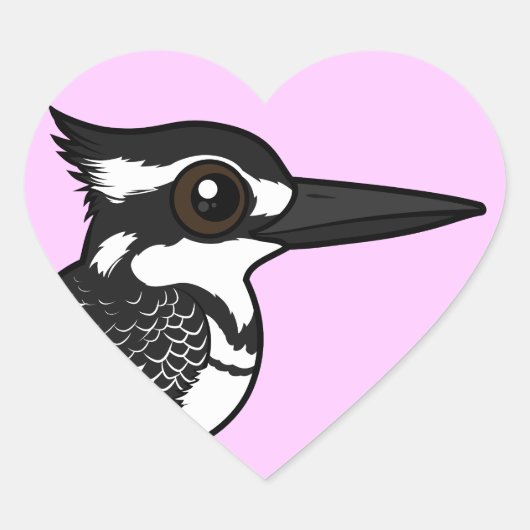 Birdorable Pied Kingfisher Herz-Aufkleber (Vorderseite)