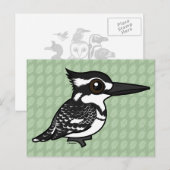 Birdorable Pied Kingfisher Postkarte (Vorne/Hinten)