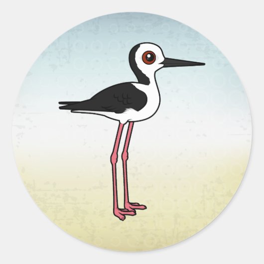 Birdorable Pied Stilt Runder Aufkleber (Vorderseite)