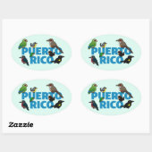 Birdorable Puerto Rico feat. Endemische Vögel Ovaler Aufkleber (Blatt)