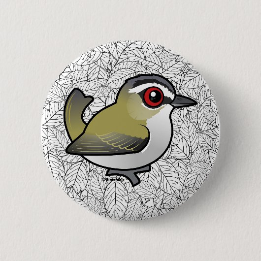 Birdorable Red-mit Augen Vireo Button (Vorderseite)