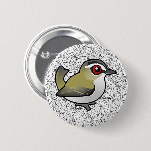 Birdorable Red-mit Augen Vireo Button (Vorne & Hinten)