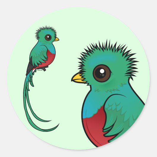 Birdorable Resplendent Quetzal Runder Aufkleber (Vorderseite)