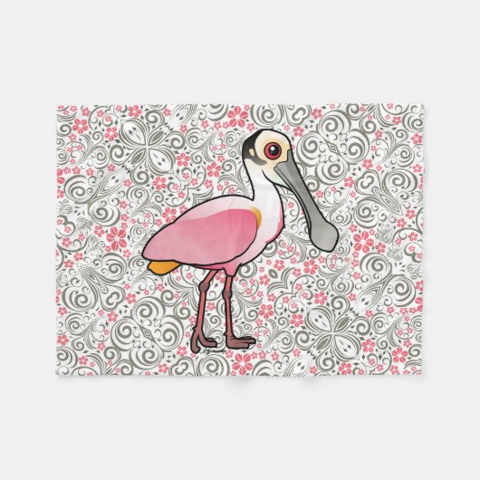 Birdorable rosa Spoonbill Fleecedecke (Vorderseite (Horizontal))