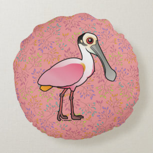Birdorable rosa Spoonbill Rundes Kissen