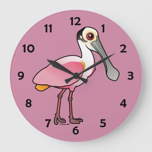 Birdorable Roseate Spoonbill Große Wanduhr (Vorderseite)