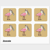Birdorable Roseate Spoonbill Quadratischer Aufkleber (Blatt)