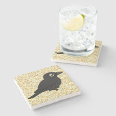 Birdorable rostige Amsel Steinuntersetzer (Seitenansicht)