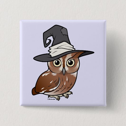 Birdorable Schrei-Eulen-Hexe Button (Vorderseite)