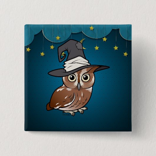 Birdorable Schrei-Eulen-Hexe Button (Vorderseite)