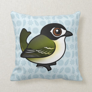 Birdorable Schwarz-bedeckte Vireo mit einer Kappe Kissen
