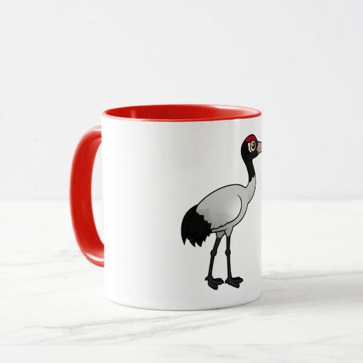 Birdorable Schwarz-necked Kran Tasse (Vorderseite Links)
