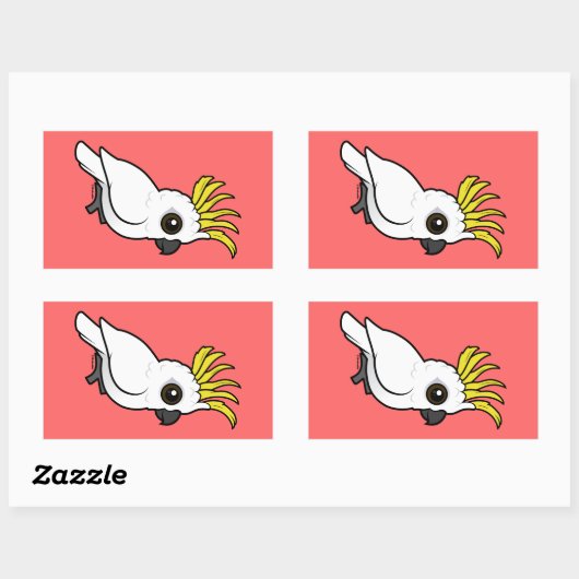 Birdorable-Schwefelkakadu Rechteckiger Aufkleber (Blatt)