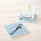 Birdorable Scissor-band Flychatcher an Glasuntersetzer (Schrägansicht)