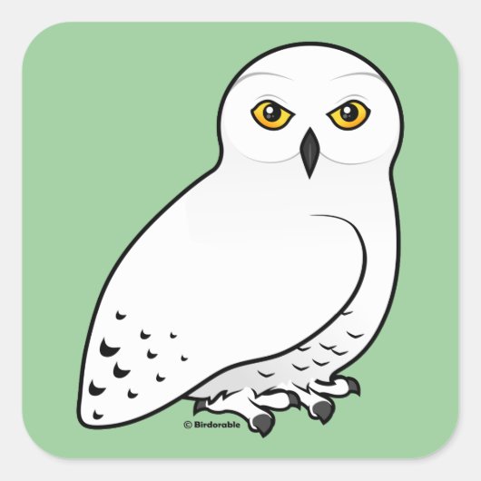 Birdorable Snowy Owl Quadratischer Aufkleber (Vorderseite)