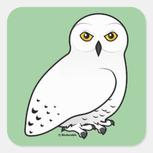 Birdorable Snowy Owl Quadratischer Aufkleber