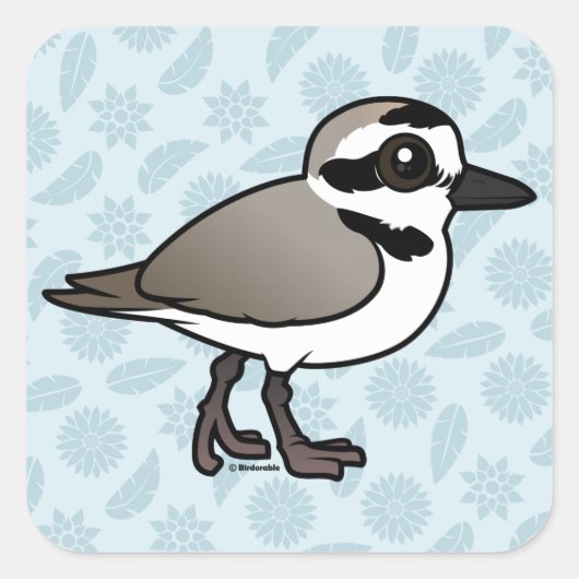 Birdorable Snowy Plover Quadratischer Aufkleber (Vorderseite)