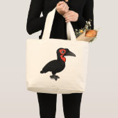 Birdorable südlicher GrundHornbill Jumbo Stoffbeutel (Vorderseite (Produkt))