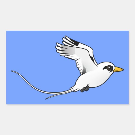 Birdorable Tropicbird mit weißer Schwanzflosse Rechteckiger Aufkleber (Vorderseite)