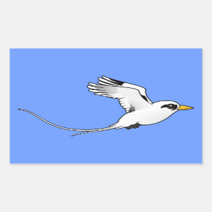 Birdorable Weiß-band Tropicbird im Flug an Rechteckiger Aufkleber