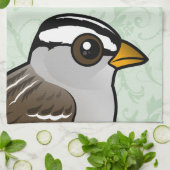 Birdorable Weiß-krönte Spatzen Küchentuch (Gefaltet)