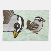 Birdorable Weiß-krönte Spatzen Küchentuch (Horizontal)