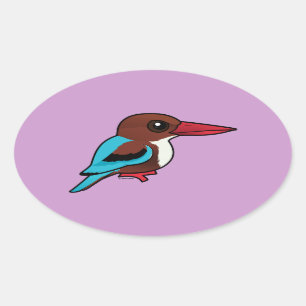 Birdorable Weiß-throated Eisvogel Ovaler Aufkleber